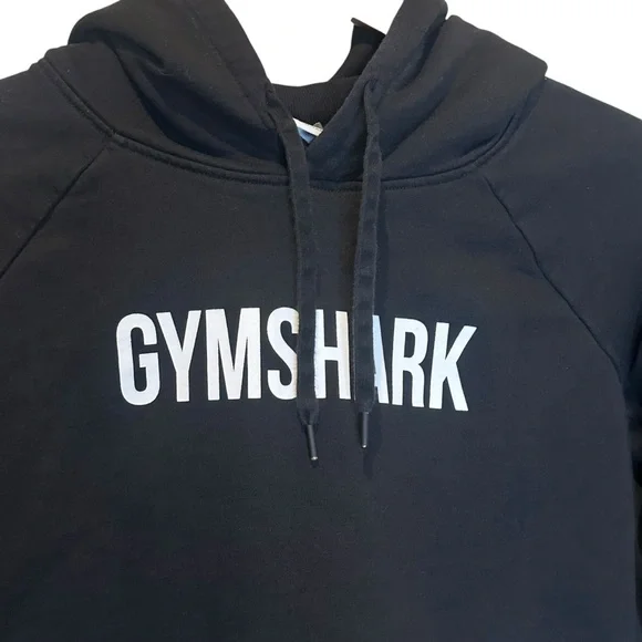 (Sold) Gymshark Cropped Pullover Hoodie-Black-Spellout Graphic-Small - Picture 3 of 13